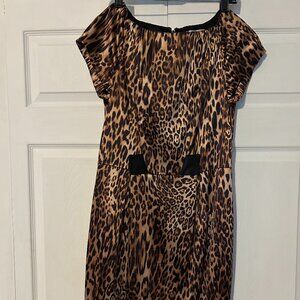 Chetta B Dress Womens Animal Print Leopard Satin Size 4